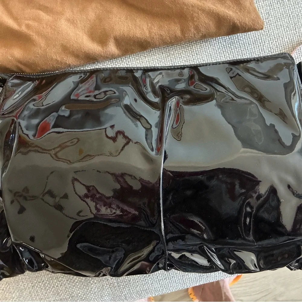 Gucci Black Patent Leather and Leather Bag with Gold Accents - Picture 7 of 10